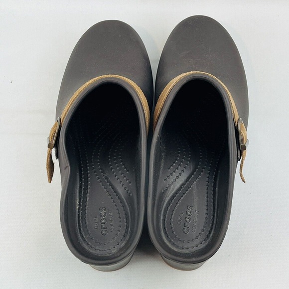 Womens 10 Crocs Sarah Espresso Clog Brown Slip On Shoes 3" Heel Style 203631 - Picture 6 of 11